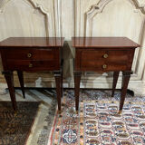 Pair of varnished mahogany bedside tables