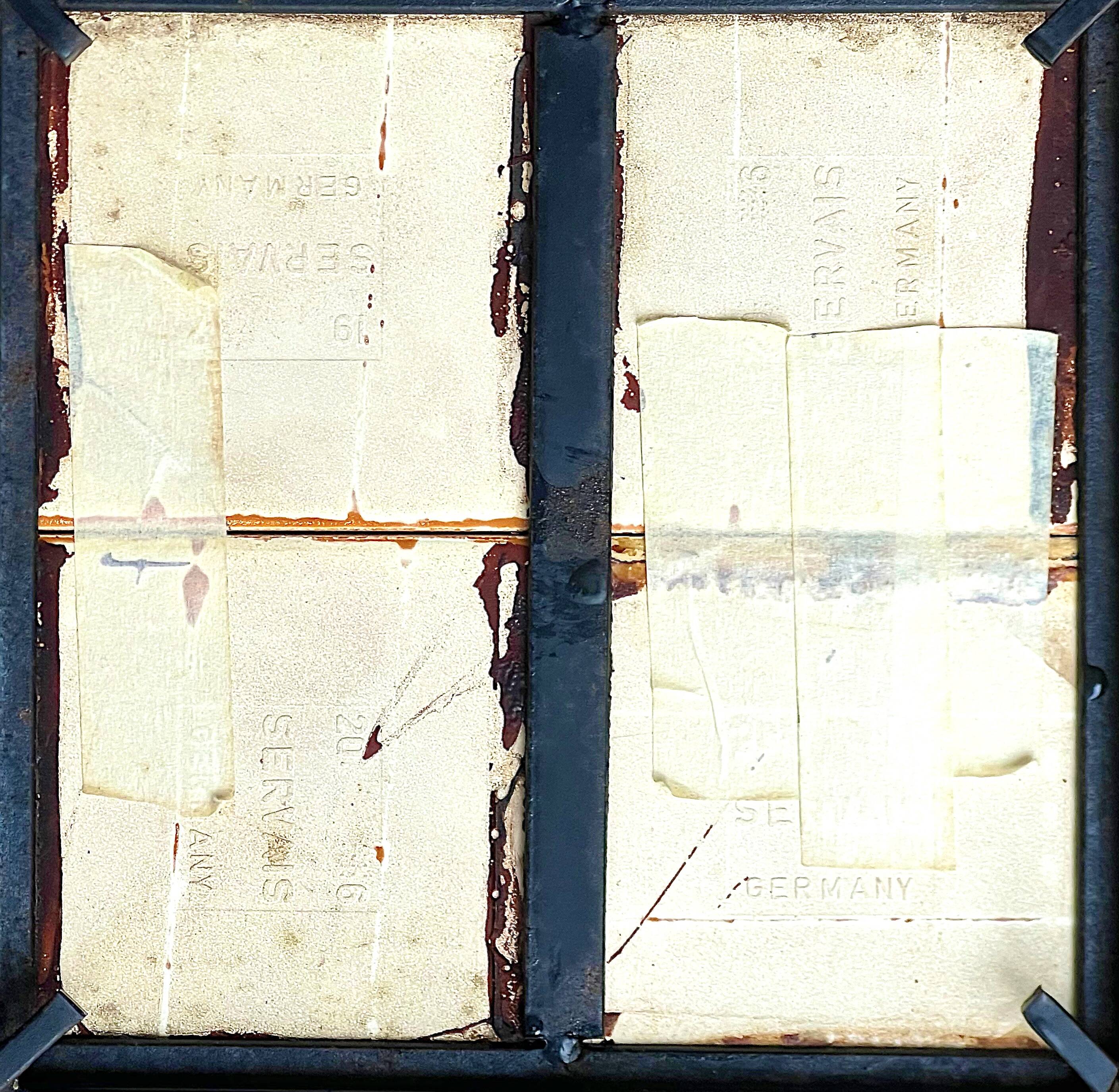 Vintage side table in wrought iron & ceramic – 1960s