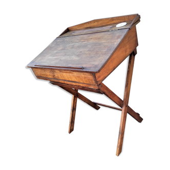 Old Desk, Foldable School Table with its porcelain inkwell