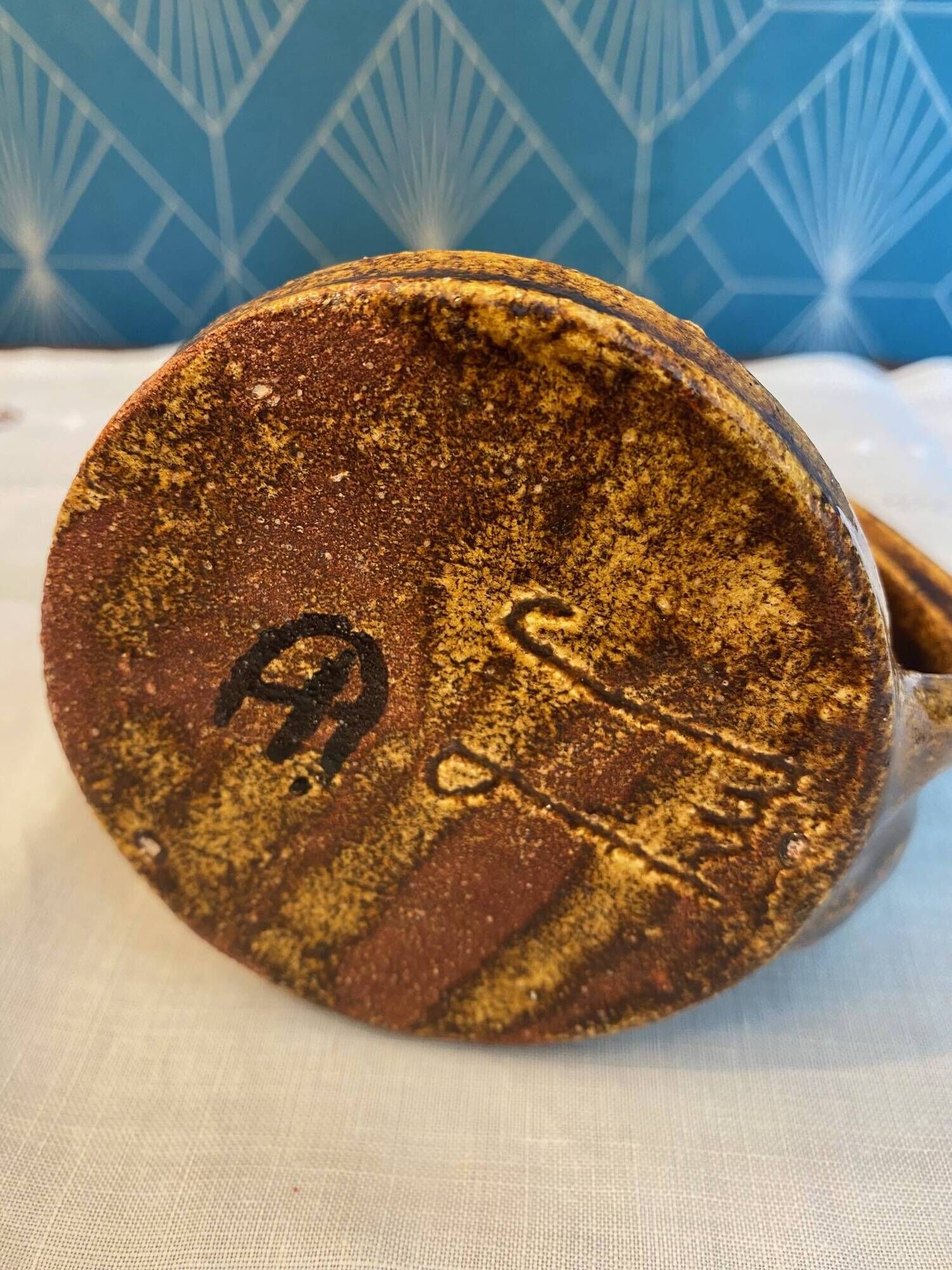 Accolay vintage 1950 ceramic jug & mustard pot signed double a