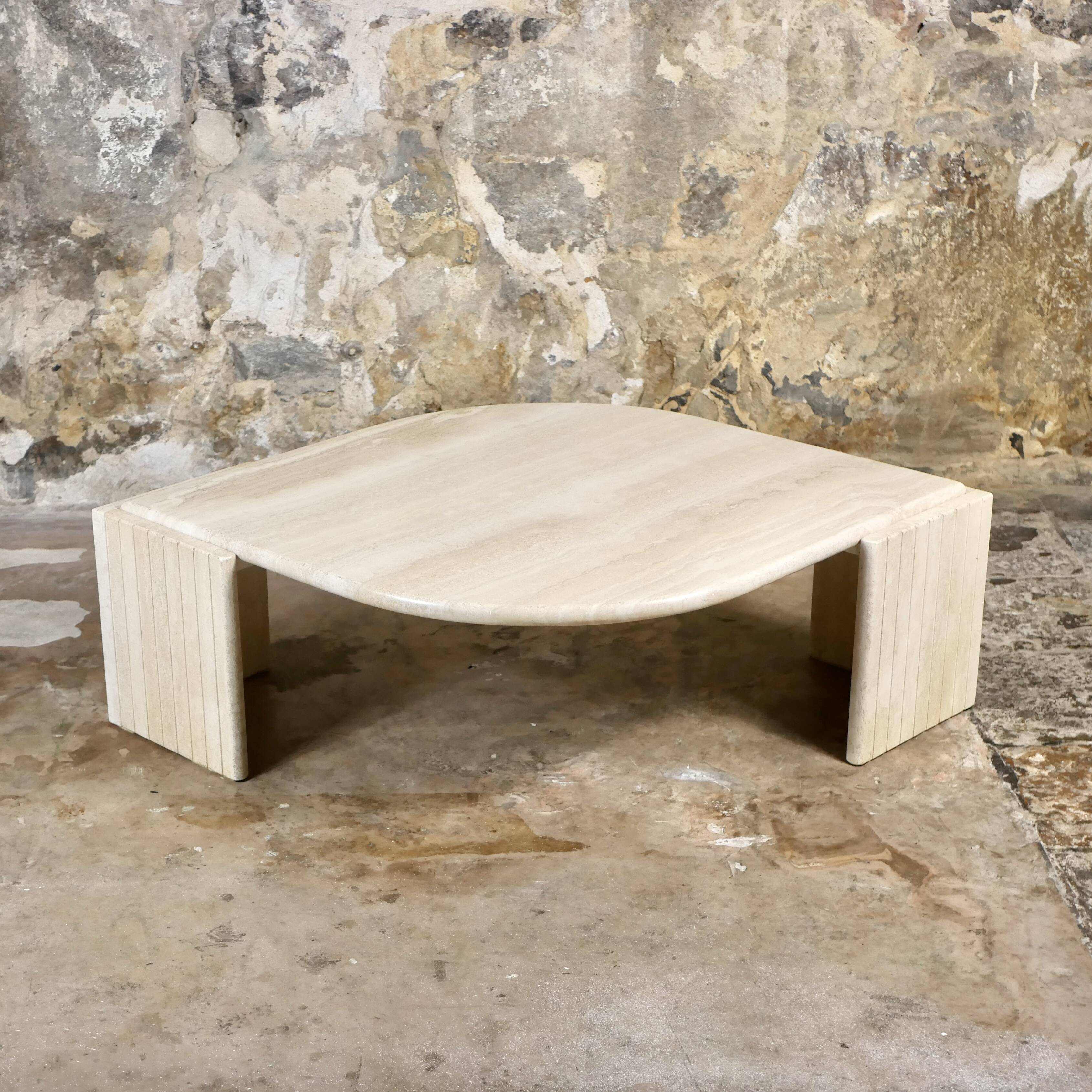 Travertine eye coffee table by Roche Bobois, 1970s