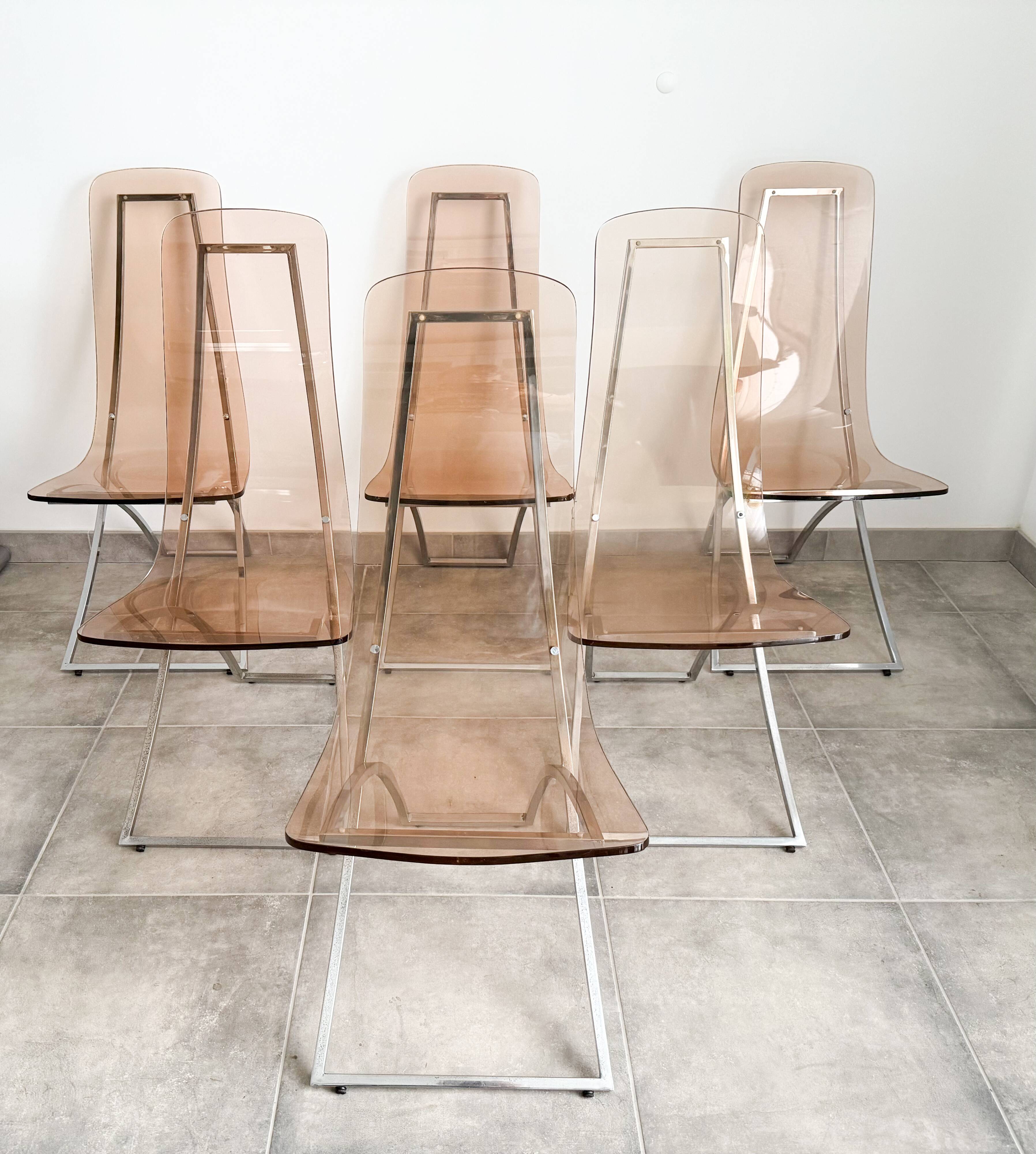 Suite de 6 chaises CH4 d'Edmond Vernassa  , circa 1970'