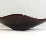 Vintage decorative dish in brown and yellow glazed ceramic from the 70s