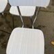 4 beige Formica and steel kitchen chairs from the 1970s