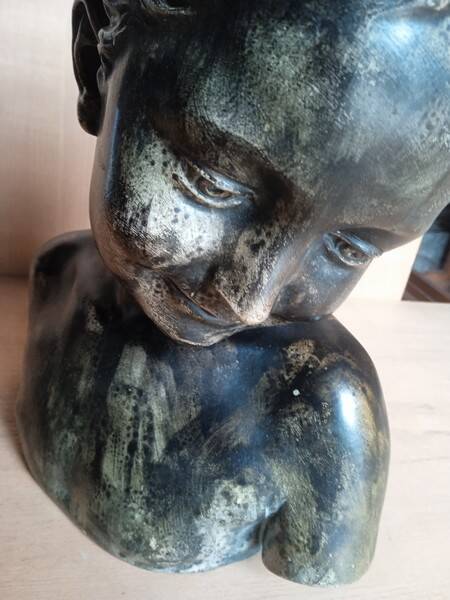 JBPigalle bust La Rieuse plaster signed