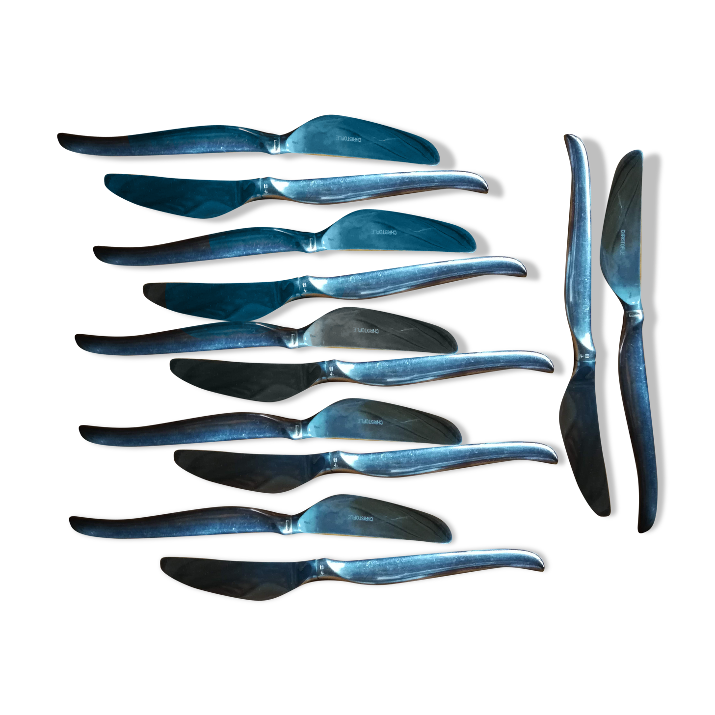 12 Christofle silver metal knives