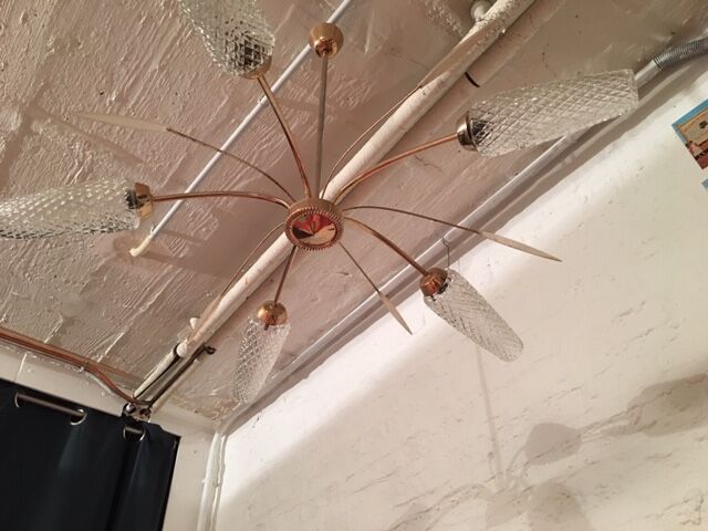 1960 epi chandelier in metal and glass