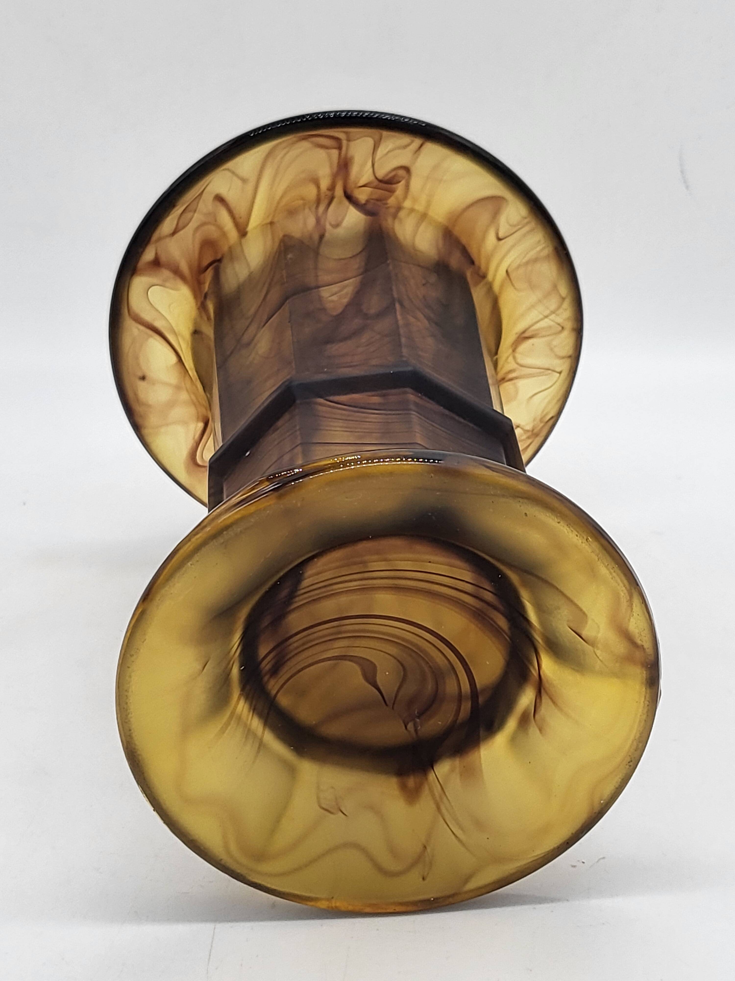 George Davidson Vintage Art Deco Amber Clouded Glass Vase