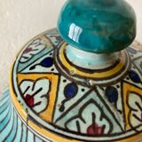 Small butter pot Jobbana Morocco Fez 19th century with centipede and geometric decorations