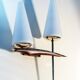 50s wall light, opaline, teak and brass