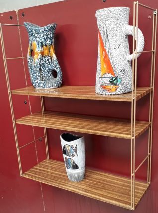 Etagere vintage string metal faux wood very deco 1960