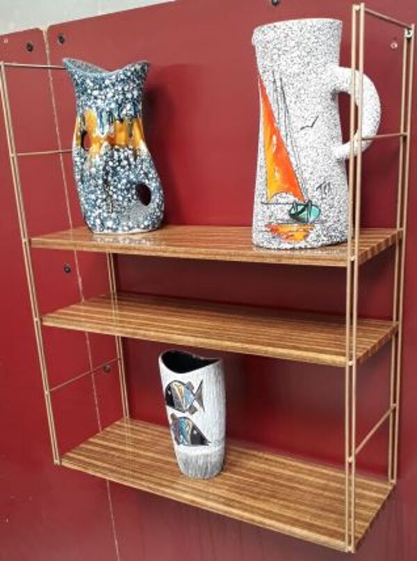 Etagere vintage String  metal faux bois très deco 1960