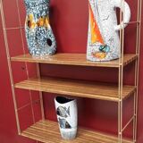 Etagere vintage string metal faux wood very deco 1960