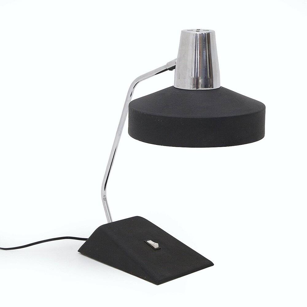 Table lamp in chrome metal and painted black by Seminara, 1960s.