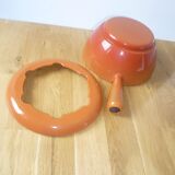 Enamelled cast iron fondue set with cast iron handle - Volcanic color