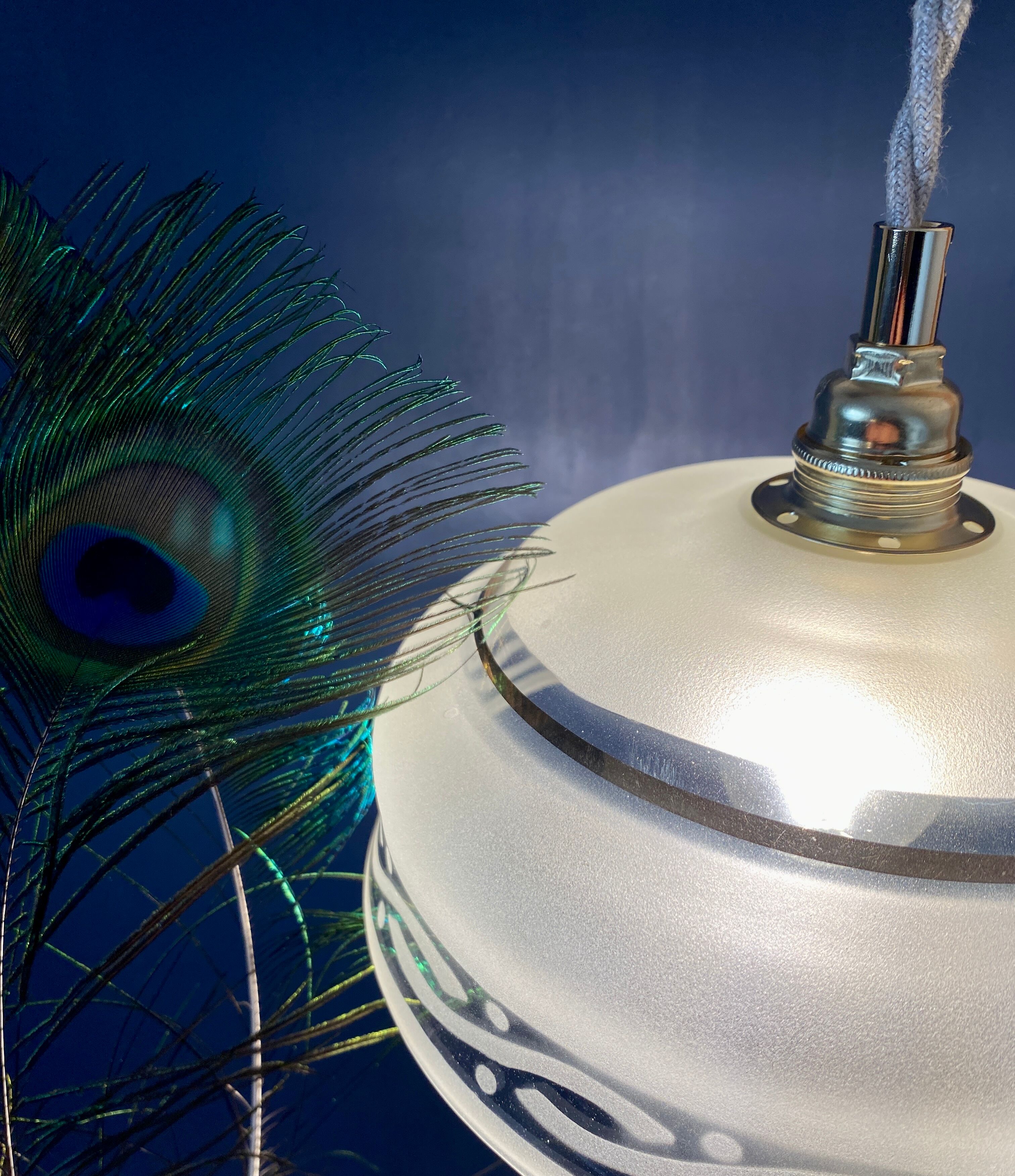 Vintage frosted glass lampshade pendant lamp