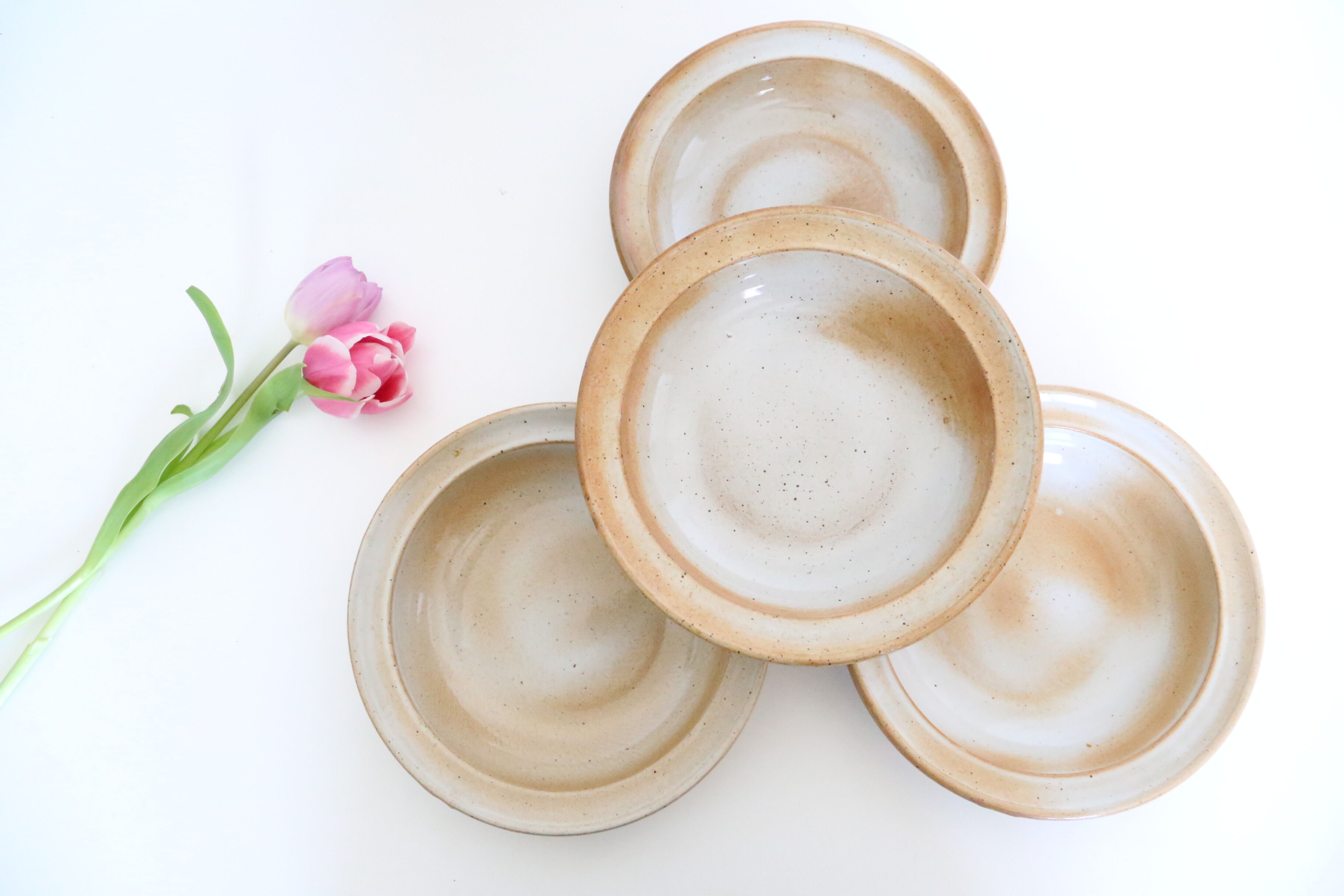 Set of 4 hollow plates Grès du Marais, vintage