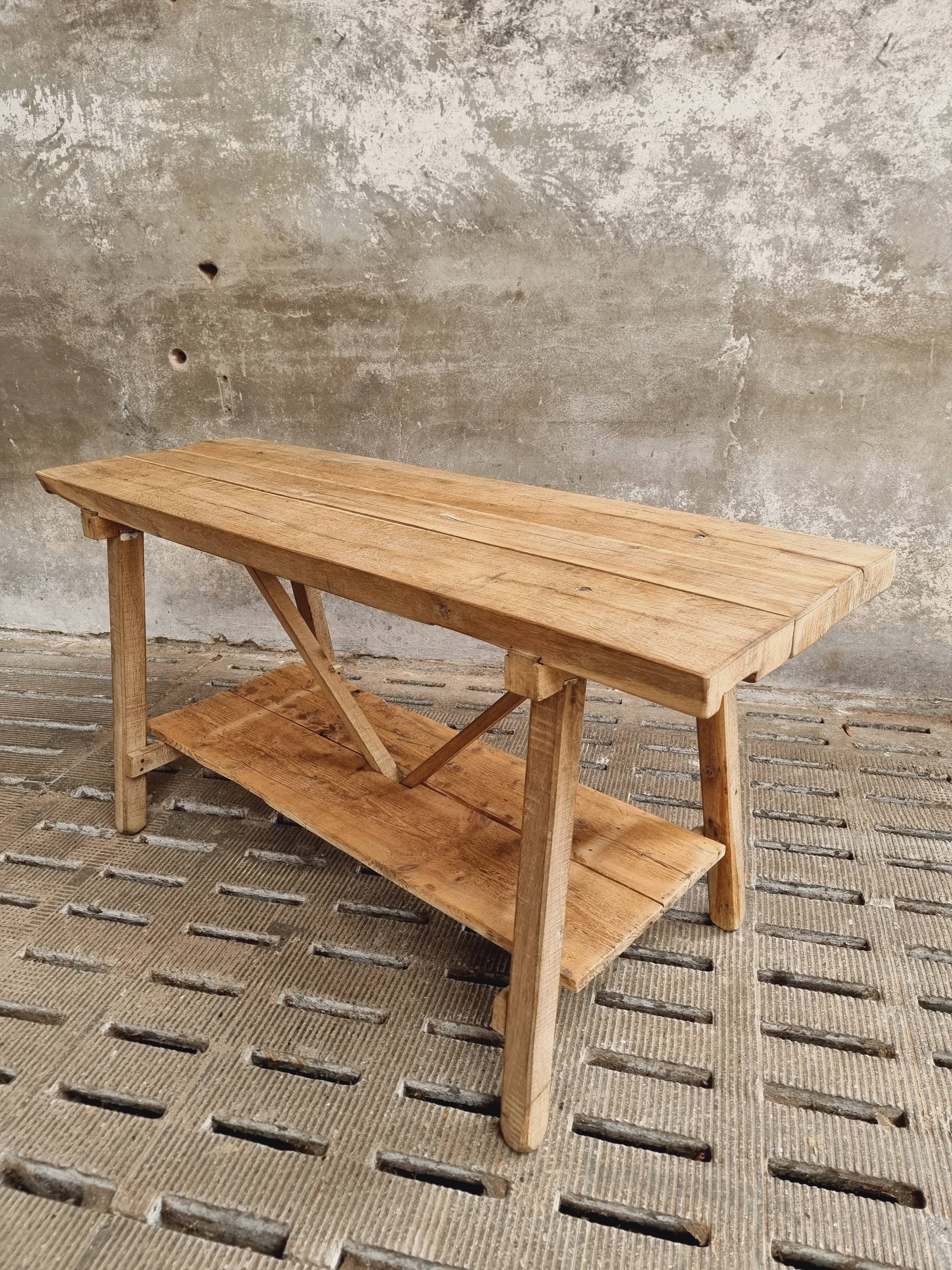 Old work table kitchen island bar table oak