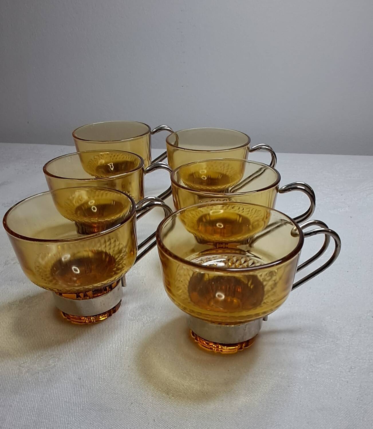Amber glass espresso cups from the 1960s-70s. Italy