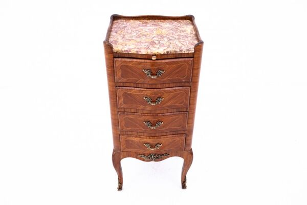 Petite commode ancienne à plateau en marbre, France, vers 1930