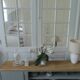 Furniture, vintage bookcase re-enchanted in verdigris, wooden top.