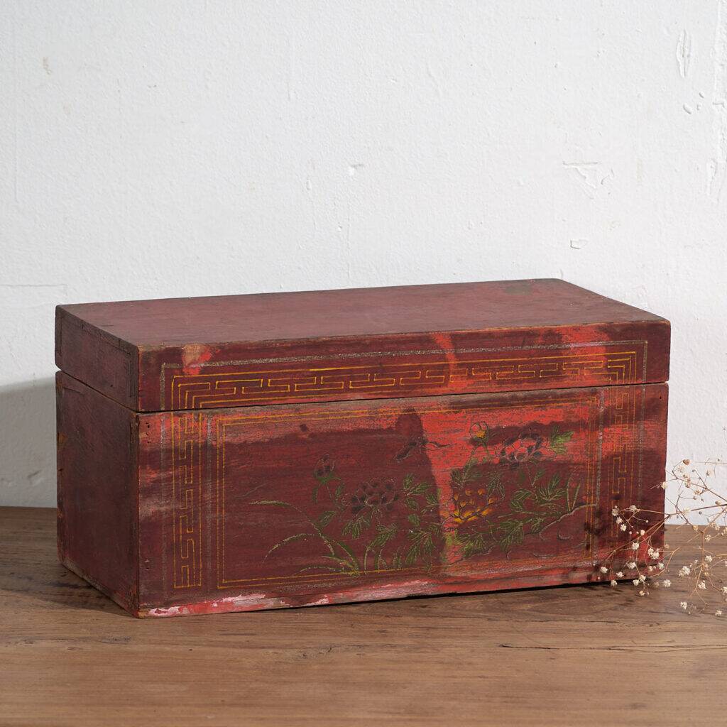 Small antique chest with floral patterns (circa 1900) #19