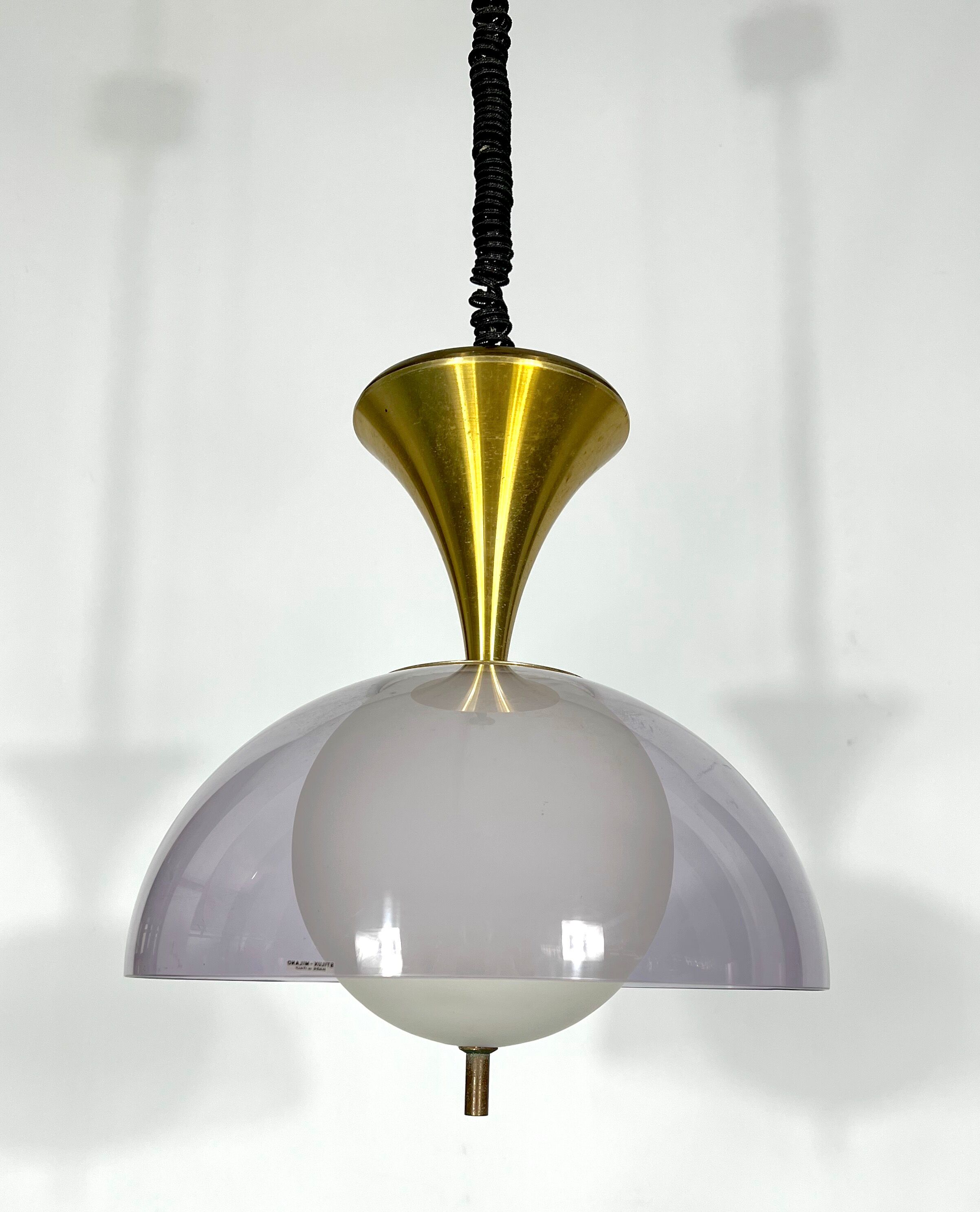 Vintage brass Stilux Milano chandelier, Italy 1960s