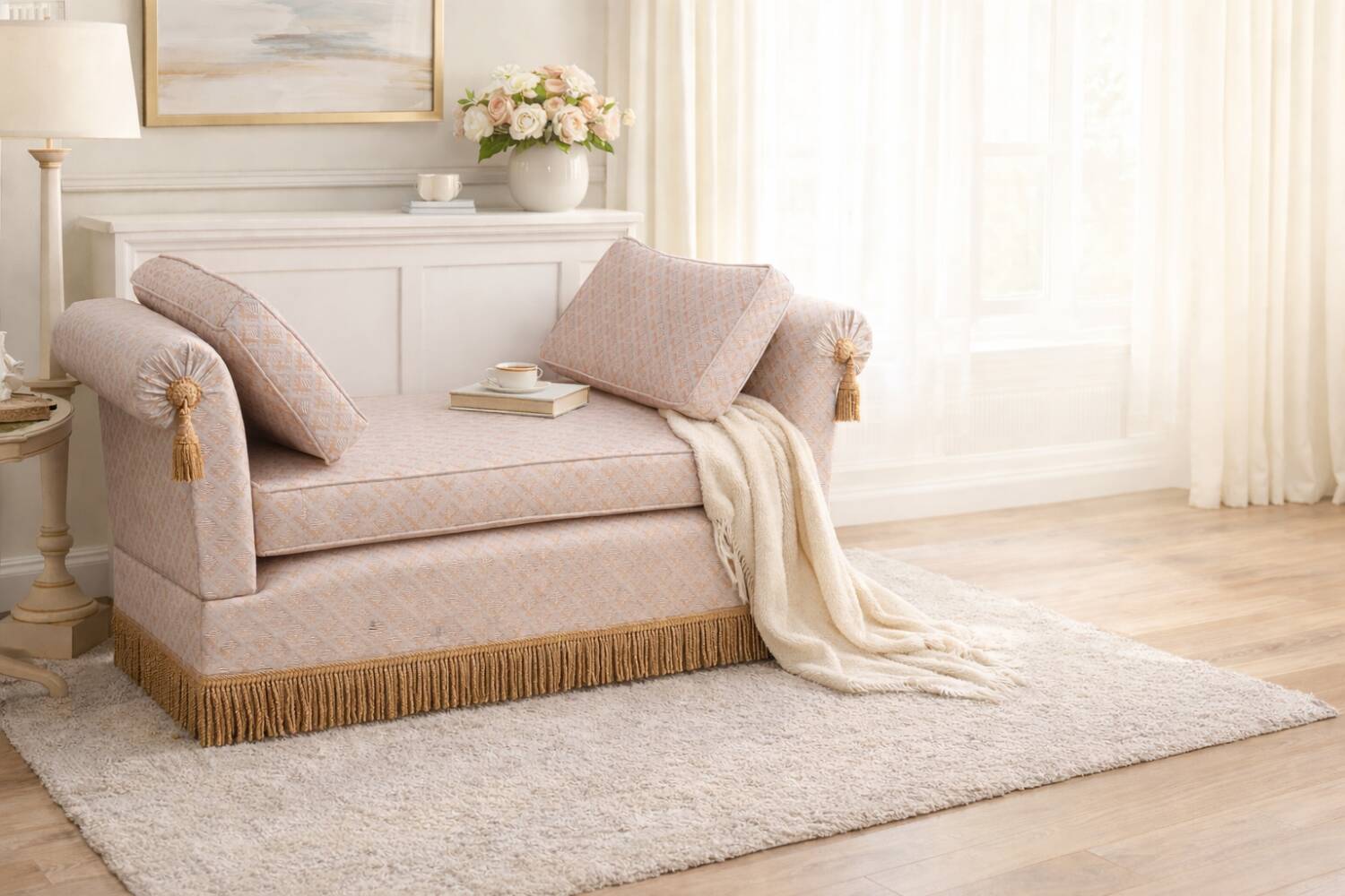 Art Nouveau chaise longue banquette