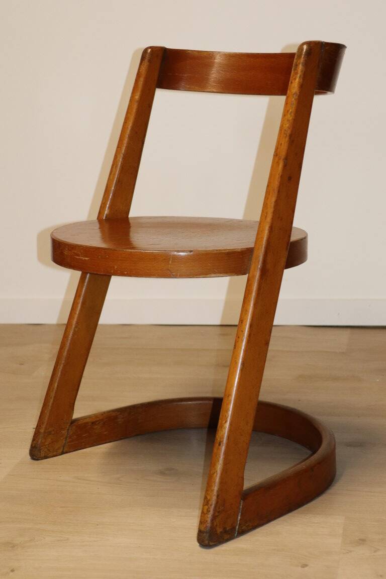 Chaise Vintage Baumann Modèle "Halfa" en bois, 1970