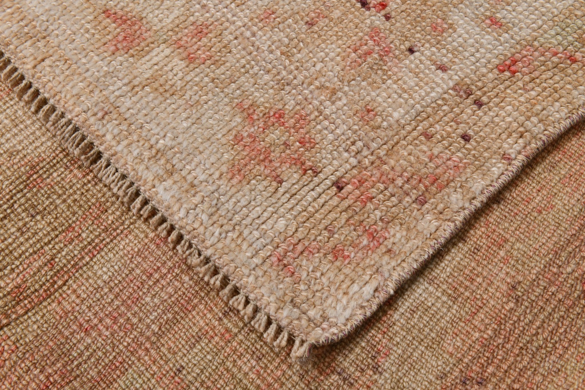 Geometric handmade oushak rug 226x121cm