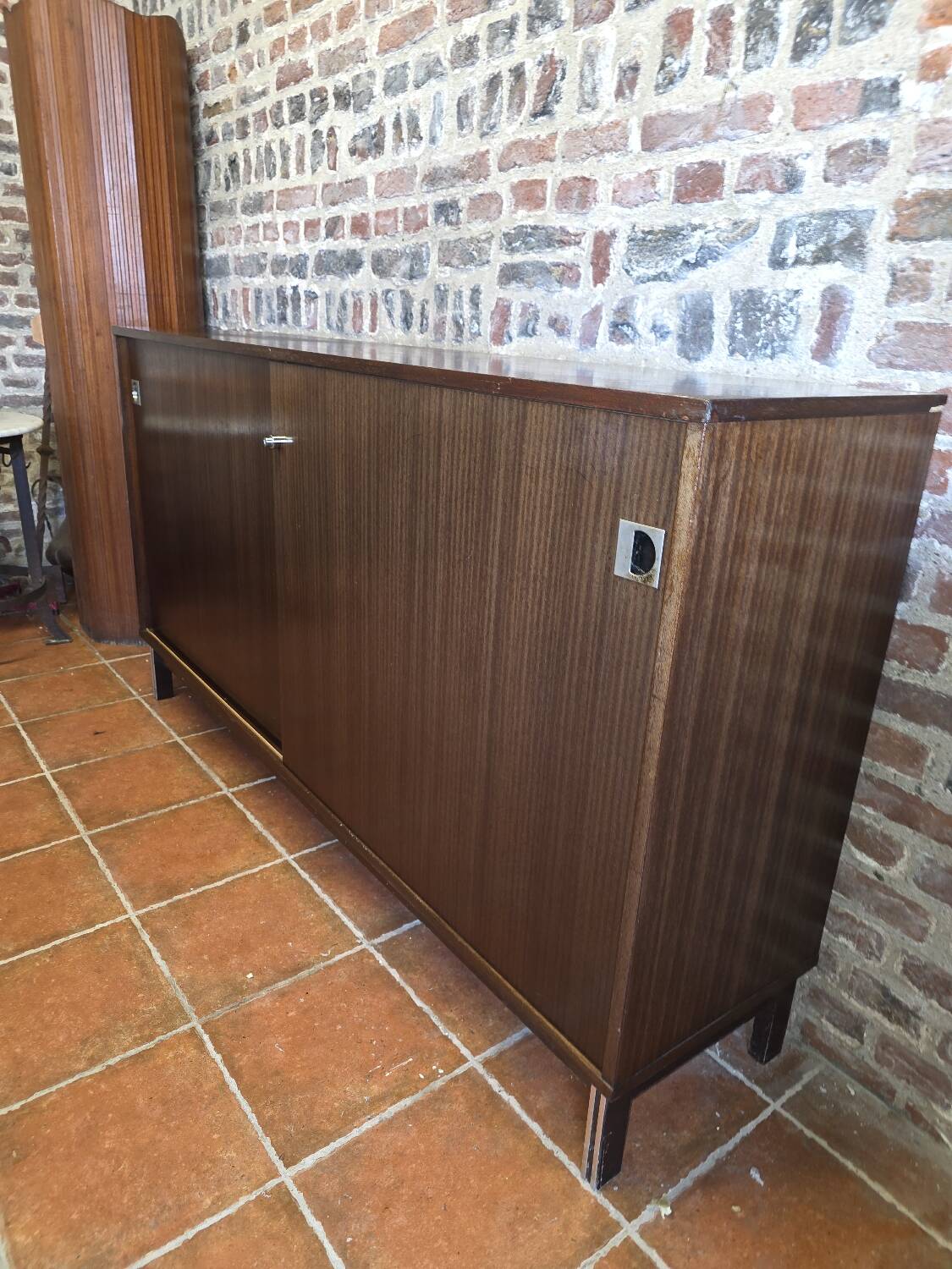 Vintage 1960s mahogany sideboard with sliding doors