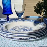 Set of 4 old hollow plates vieillard bordeaux model moustiers