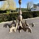 Old wooden chandelier Henri II 6 Gothic dragons