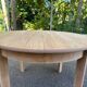Table ronde extensible scandinave en bois clair décapé rallonge intégrée 19