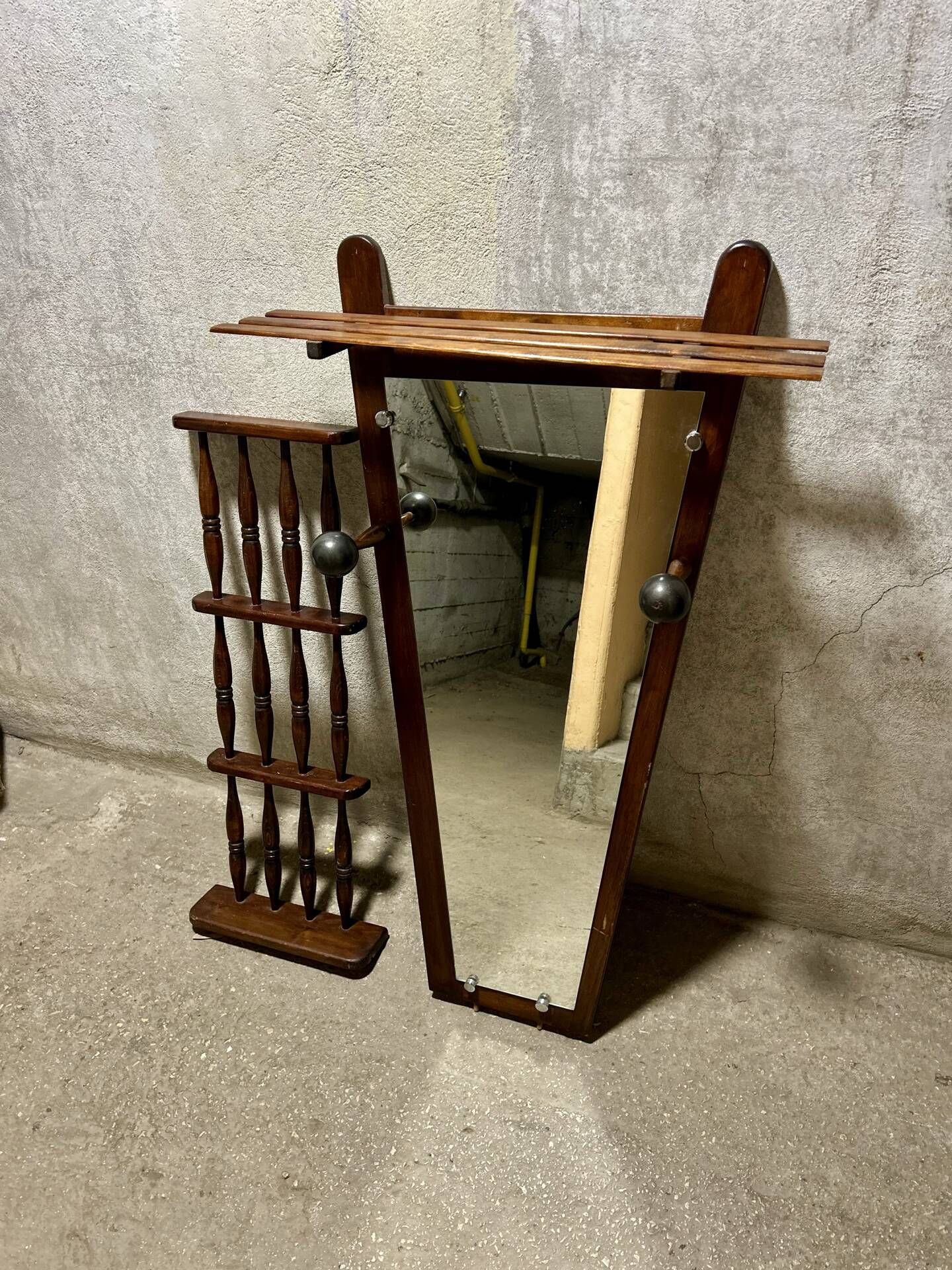 Mid Century mirror coat rack
