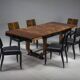 Art Deco French Walnut & Burl Dining Set, 1930s, Set of 7