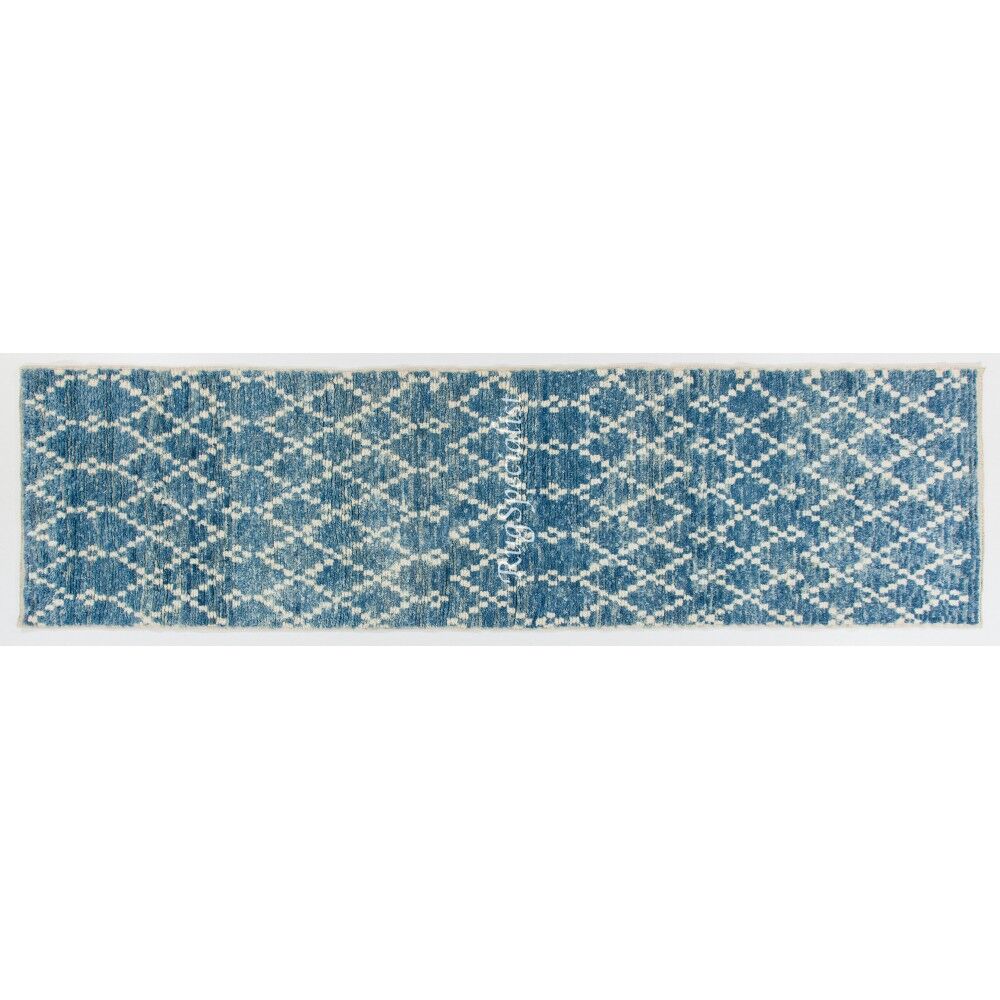 Moroccan Berber Tulu Runner Rug in Light Blue Color. 100 Wool