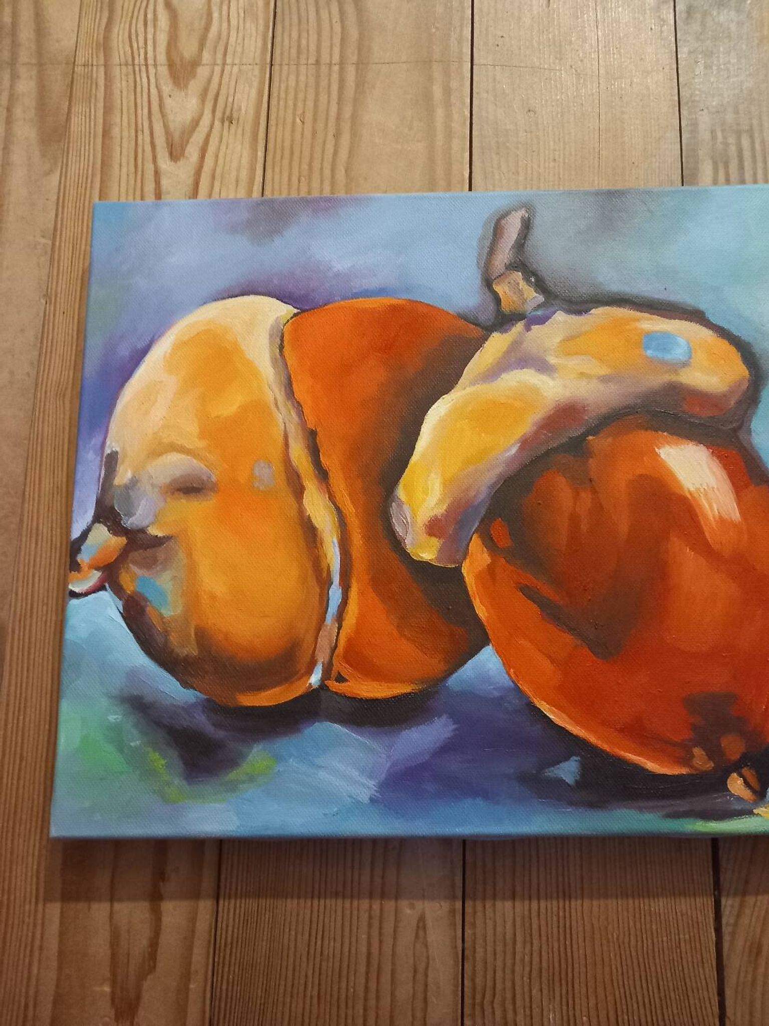 Tableau peint à l'huile " Les glands"