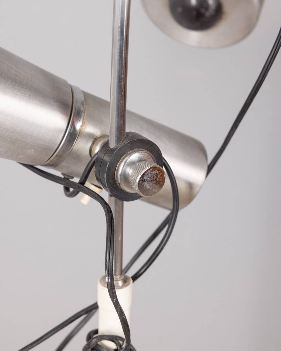 Vintage floor lamp 70s chromed metal and white italian design