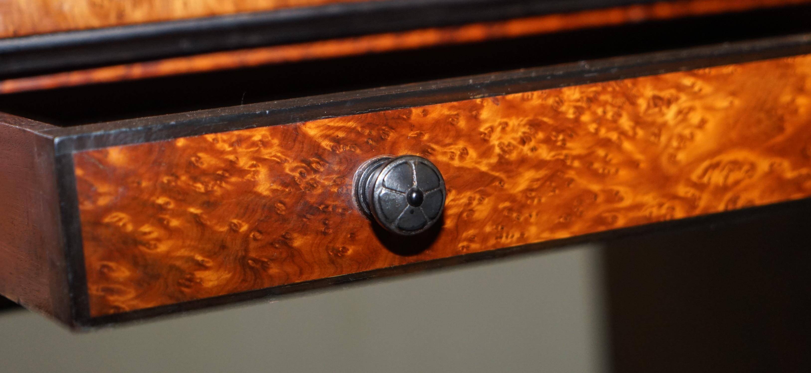 Gillow Library Desk in Burr Amboyna with Brass Gallery, circa 1852-1857