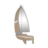 Miroir voilier bicolore années 70 50x77cm