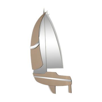 Miroir voilier bicolore années 70 50x77cm
