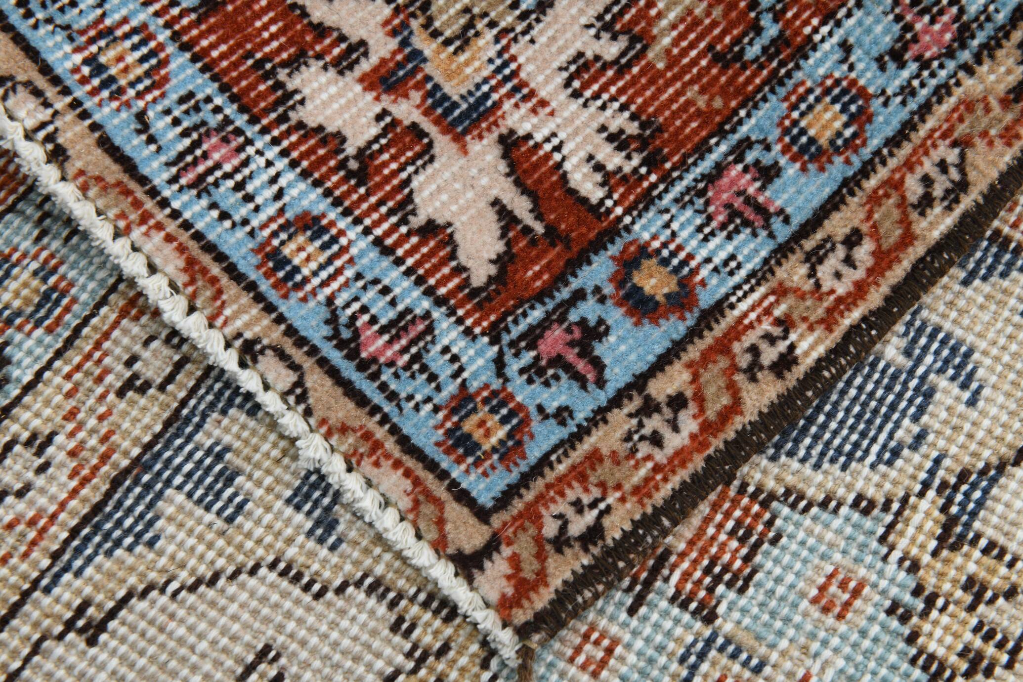 Medallion vintage carpet, one of a kind vintage rug, brown red turkish rug