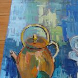 Table , gouache , jug , lacemaker lamp , Provence