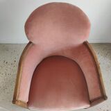 Armchair art deco pink velvet trim