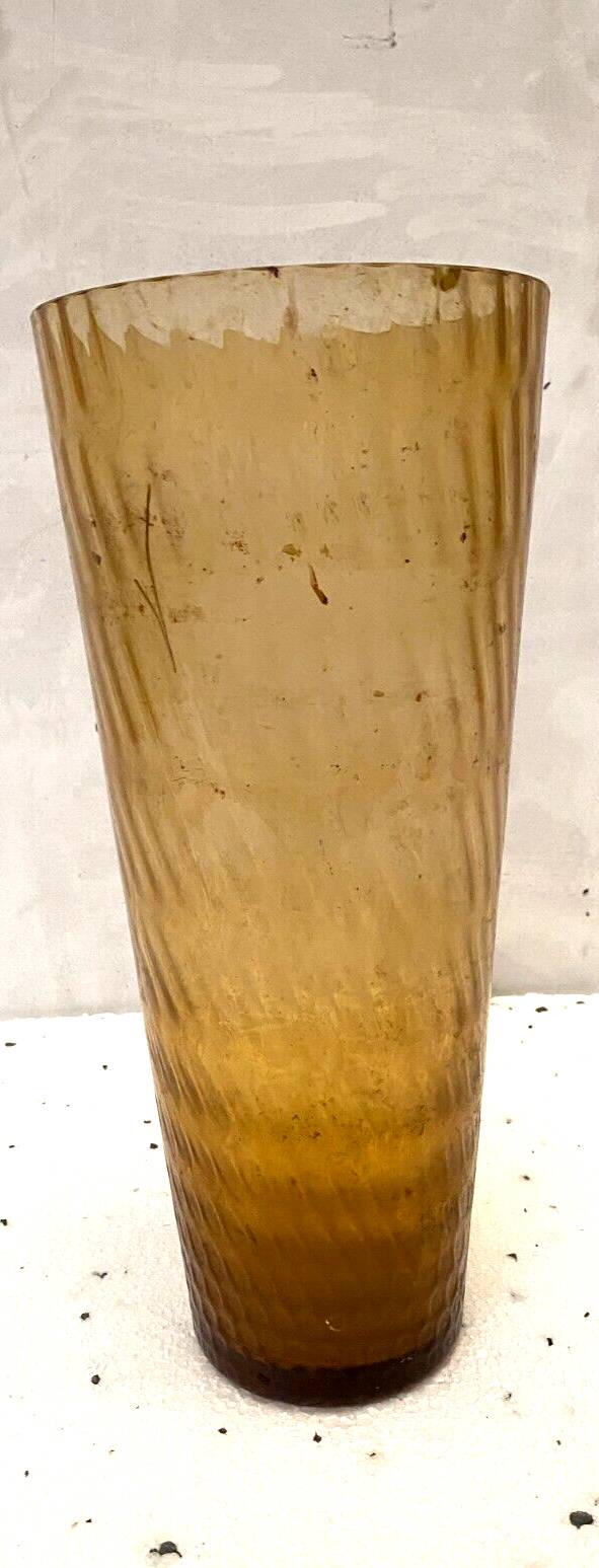 Large conical vase in opaque and wavy glass 20th century