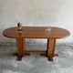 Honey-Brown Beech Wood Mid-Century Dining Table with Rattan Accents, 1960 Oval Top