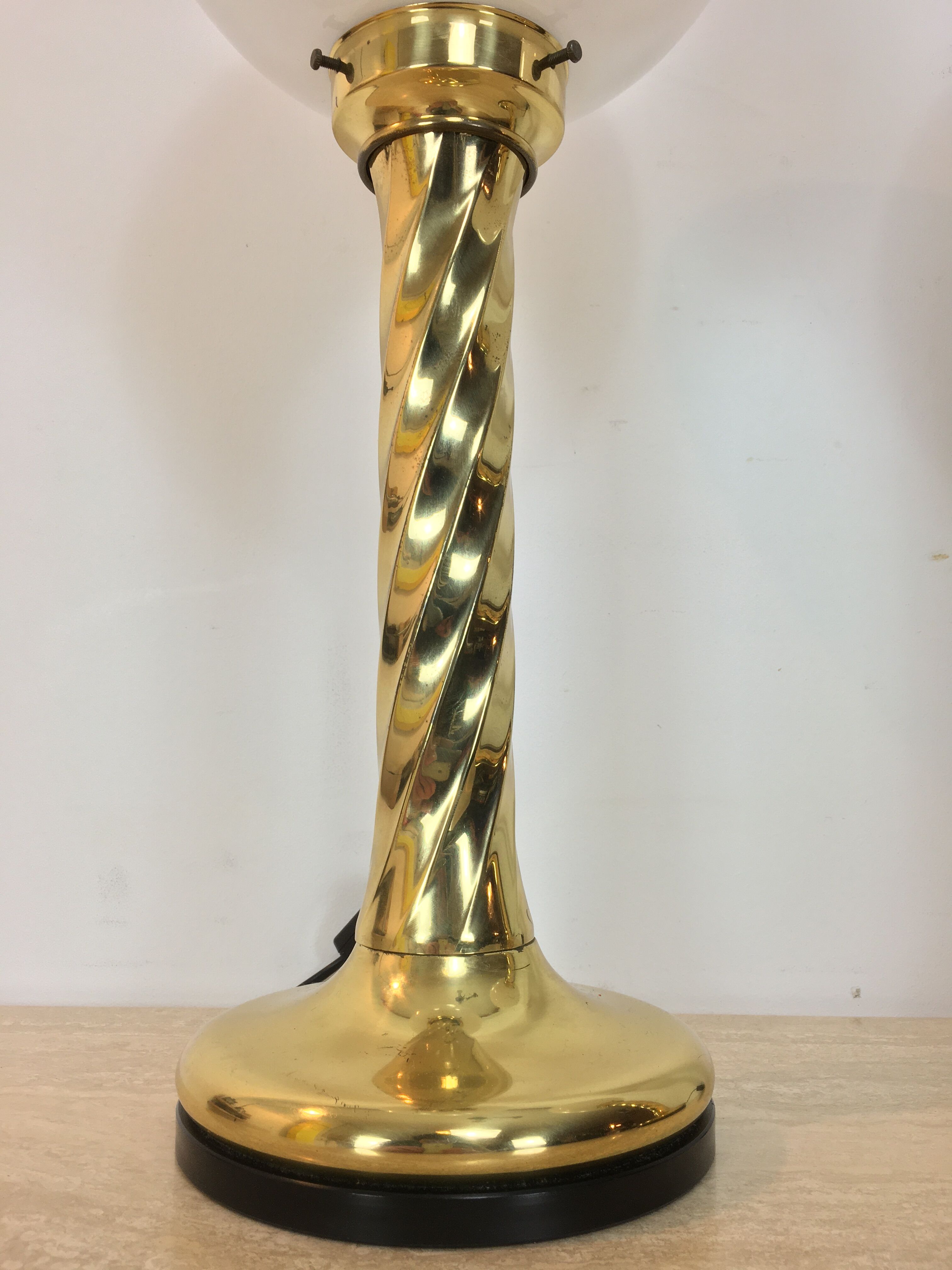 Pair of gilded column lamps Hollywood Regency style