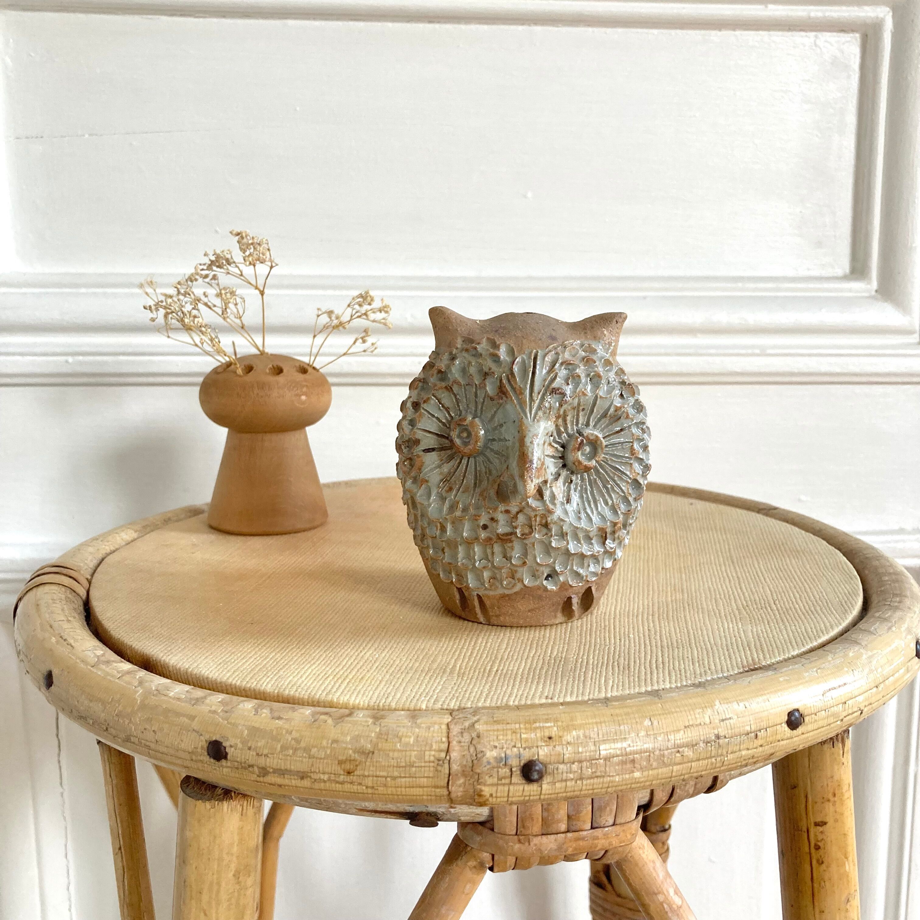 Pique flowers owl zoomorphic ceramic owl 70