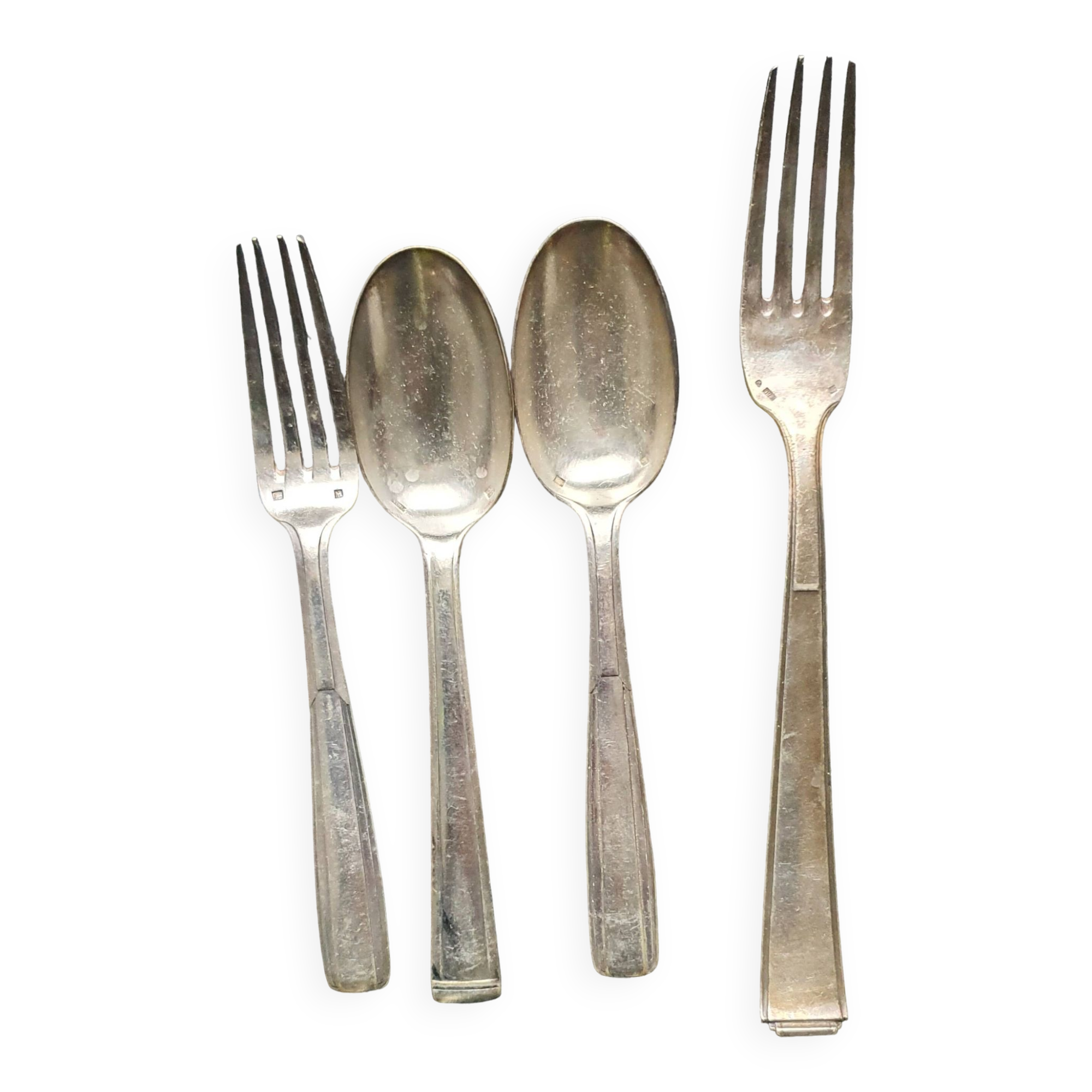 Ensemble 2 cuillers et 2 fourchettes en argent